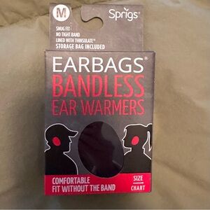 Sprigs Earbags Bandless Ear Warmers-NIB Black size Medium